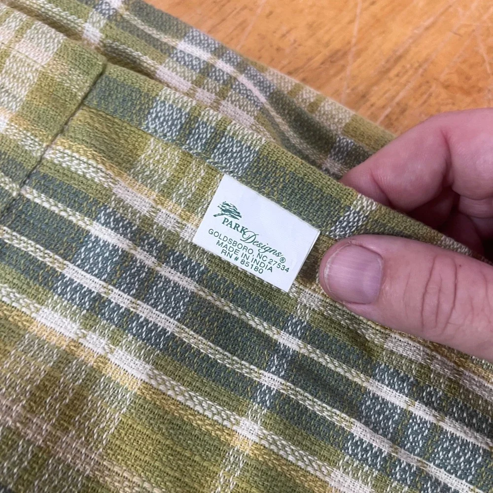 Vtg Park Designs Green Plaid Woven Window Valance 68x14 Farmhouse Country